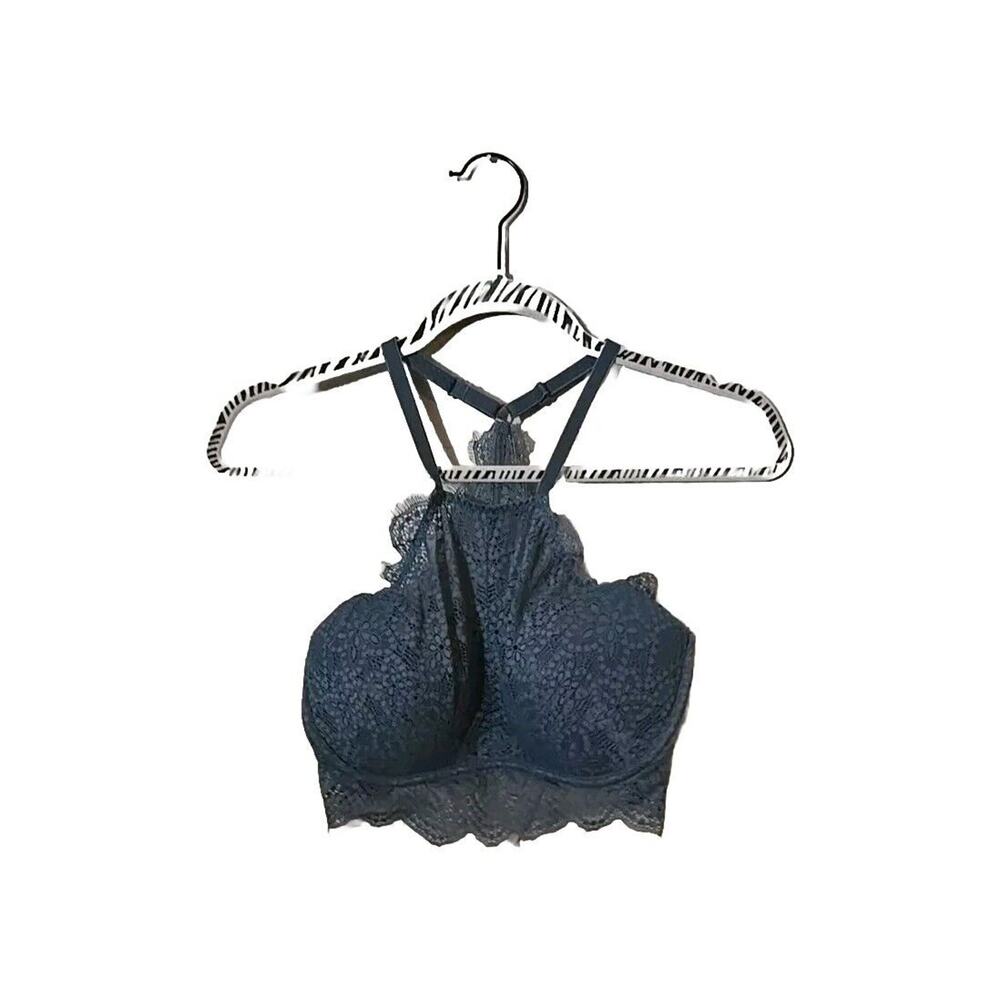 Victoria's Secret PINK Blue Floral Pullover Wire Free Push Up Bralette Sz Small‎